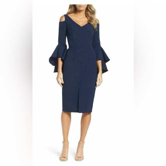 Maggy London Navy Cold Shoulder Dress - Picture 1 of 10